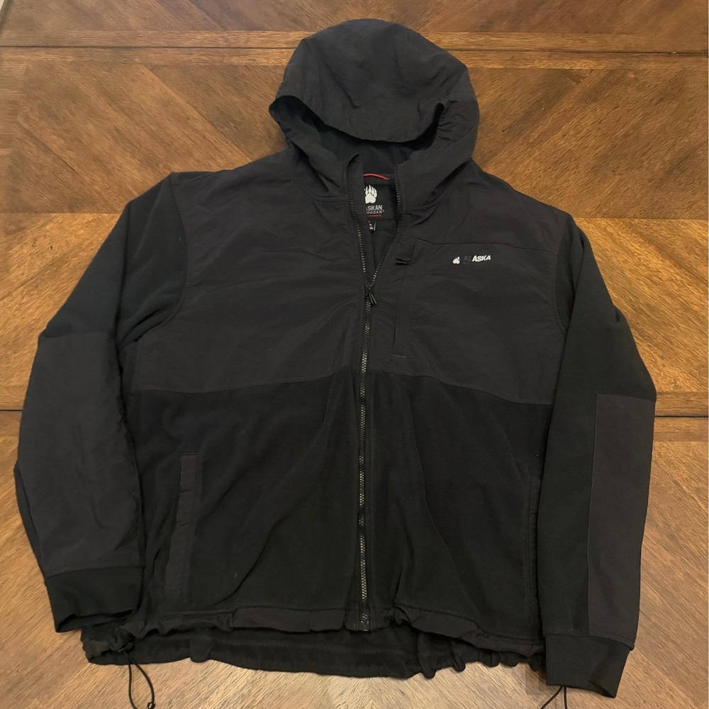 Alaskan Hardgear Duluth Trading Co Mens 3XL Black Fleece Full Zip Hooded Jacket